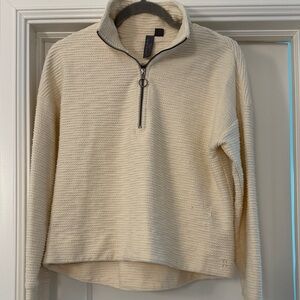 Sweaty Betty Cream Textured Quarter-Zip Sweatshirt